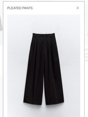 Zara black pleated pants, size M